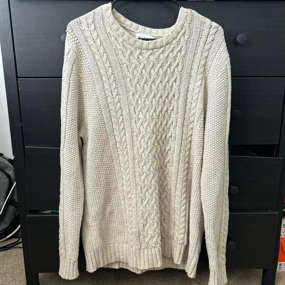 Unisex‎ Goodfellow & Co cream cable knit sweater Size L